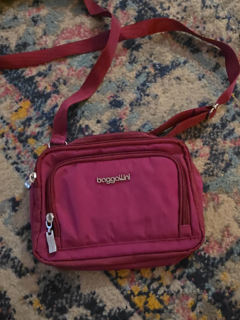 Baggallini Burgundy Compact Crossbody Bag